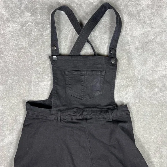 Hell Bunny Dress Womens 2XL Black Dakota Pinafore Denim Goth Pinup Punk Overall - Picture 5 of 10